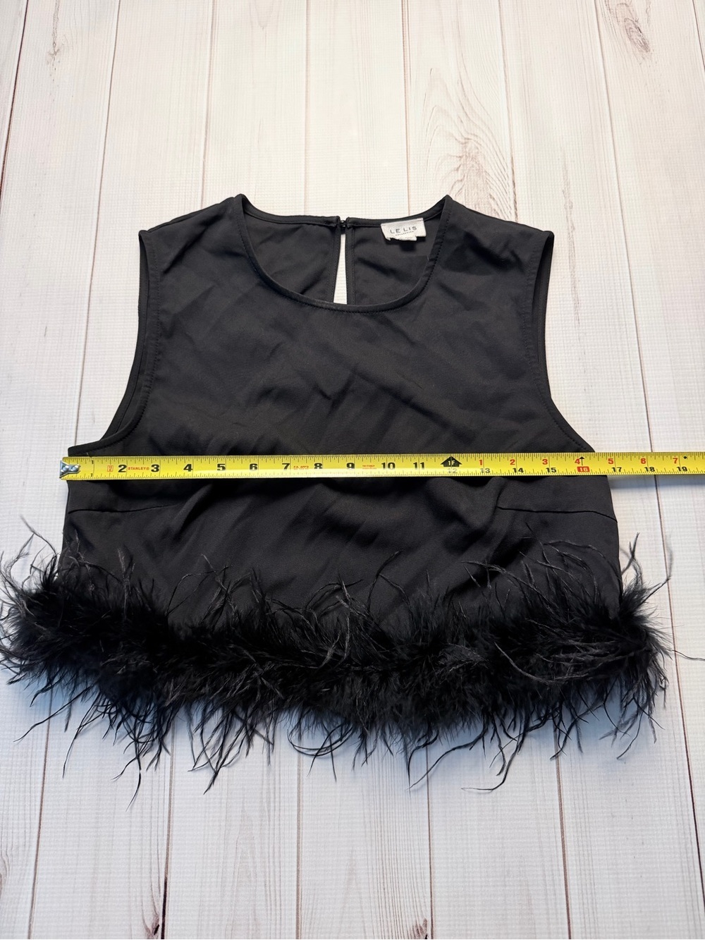 Le Lis Black Feather-Trim Crop Top - Picture 8 of 9